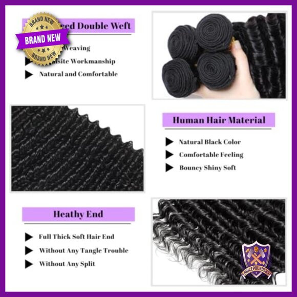 Deep Wave Human Hair Extensions 18-22 Inch Brazilian Virgin Hair 3 Bundles